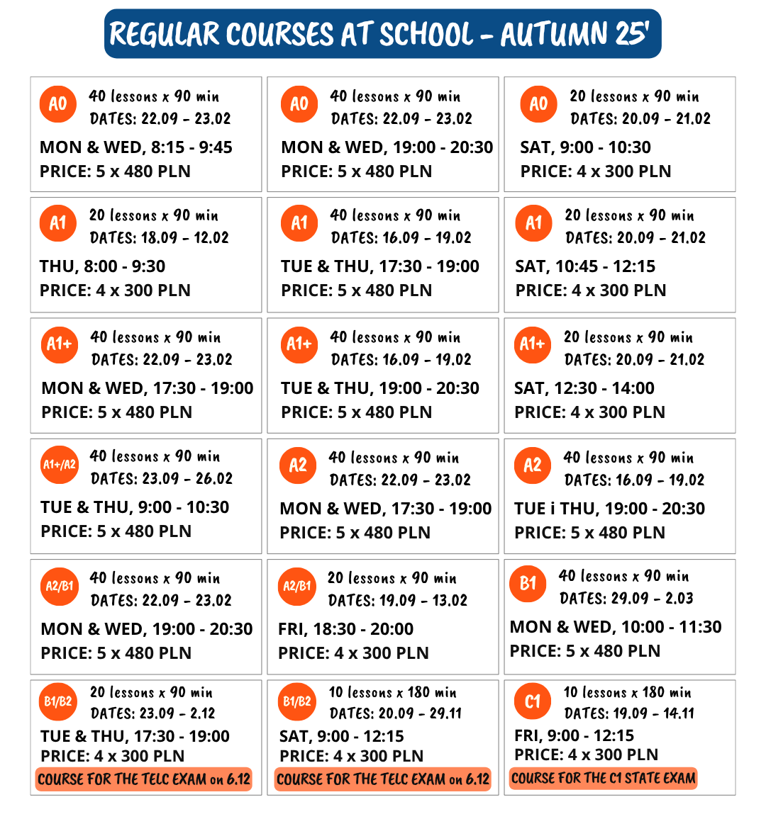 course schedule 27.06